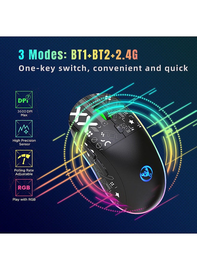 Generic - T90 2.4G Wireless Mechanical Mouse RGB Gaming Mouse Ergonomic Design 10 Million Keystroke Lifetime 3600DPI 11 RGB Lighting Modes - Image 1