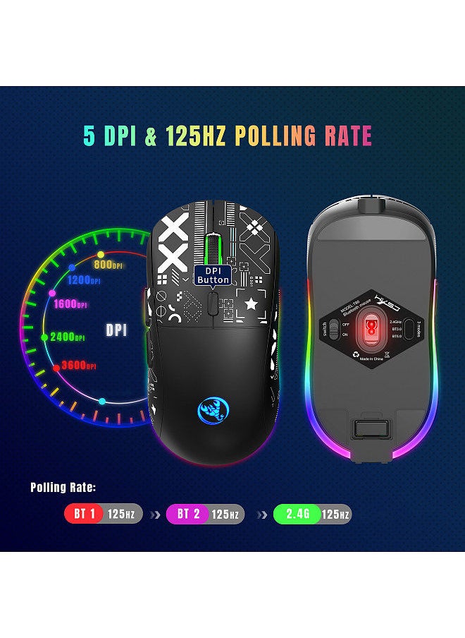 Generic - T90 2.4G Wireless Mechanical Mouse RGB Gaming Mouse Ergonomic Design 10 Million Keystroke Lifetime 3600DPI 11 RGB Lighting Modes - Image 1