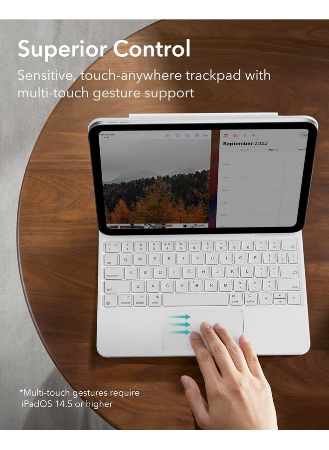 ESR iPad 11th(A16,2025)/10th Gen Case with Keyboard, Magic Keyboard for iPad 10.9, Floating Cantilever Stand, Springy Backlit Keys, Multi-Touch Trackpad, Rebound Series, White【NOT for Air 11/Pro 11】