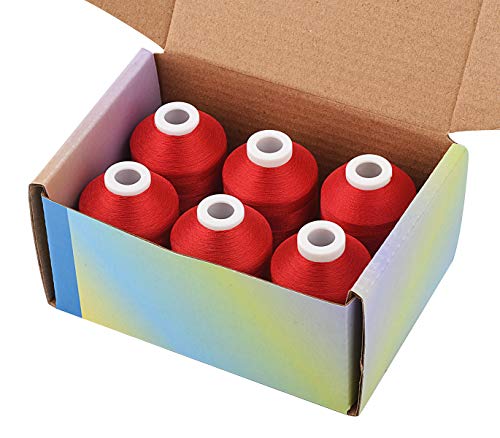 Simthread 6 Spools Red Machine Embroidery Thread 1000M(1100Yards) for Brother, Babylock, Janome, Pfaff, Singer, Bernina and Other Home Machines (Red) - Image 4