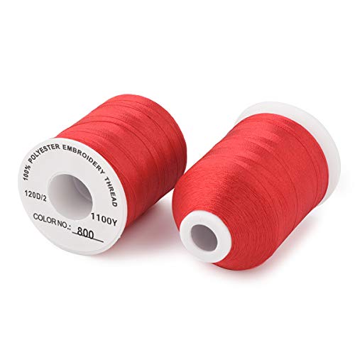 Simthread 6 Spools Red Machine Embroidery Thread 1000M(1100Yards) for Brother, Babylock, Janome, Pfaff, Singer, Bernina and Other Home Machines (Red) - Image 3
