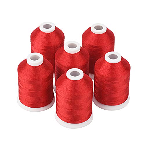 Simthread 6 Spools Red Machine Embroidery Thread 1000M(1100Yards) for Brother, Babylock, Janome, Pfaff, Singer, Bernina and Other Home Machines (Red) - Image 1