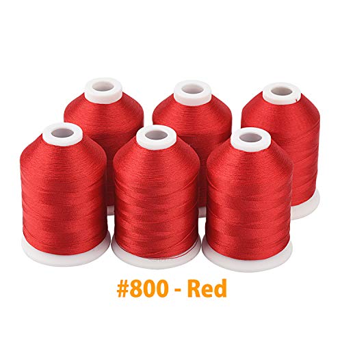 Simthread 6 Spools Red Machine Embroidery Thread 1000M(1100Yards) for Brother, Babylock, Janome, Pfaff, Singer, Bernina and Other Home Machines (Red) - Image 2
