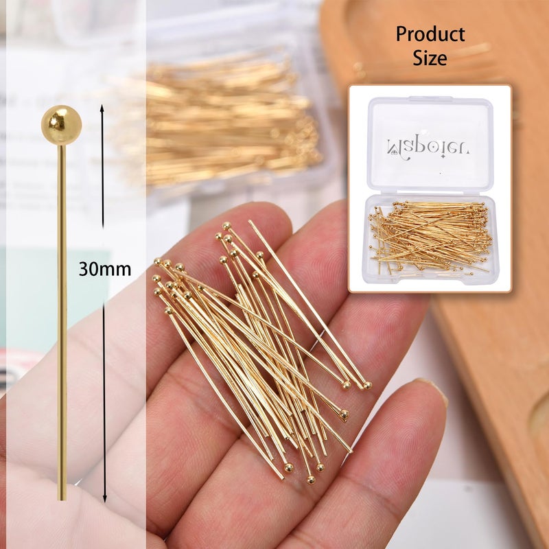 MAPOIEU 200pcs 30mm 14K Gold Filled Ball Head Pins DIY Crafts Beads Charms Earring Bracelet Jewelry Making Accessories Supplies - Image 2