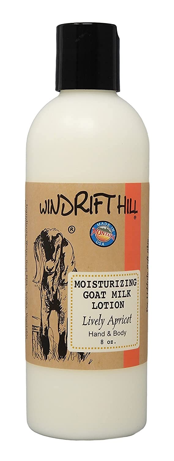Windrift Hill Moisturizing Goat Milk Hand  Body Lotion 8 Ounce Bottle Lively Apricot