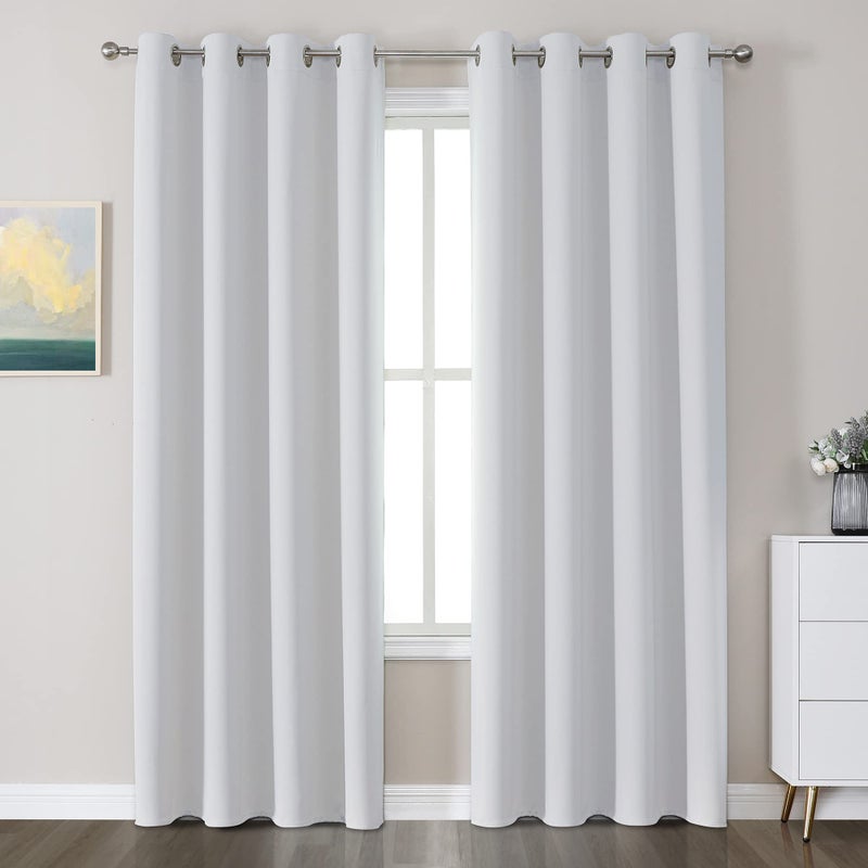 Cucraf Grayish White Blackout Curtains 84 Inch Length 2 Panels Set  Room Darkening Curtains & Drapes For Living Room Bedroom  Thermal Insulated Light Blocking Grommet Window Curtain (W52 X L84 Inch) - Image 1