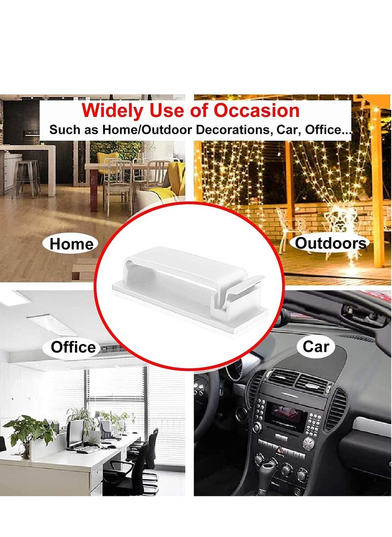 Y&D Adhesive Cable Management Wire Clip 20 pcs Organizer for Home Office Computer TV and Multi Cords Holder Under Desk Outdoor Light Car White  - Image 2