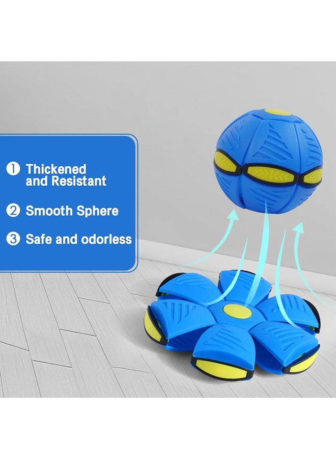 كرة طبق طائر كعبوة حيوانات أليفة، كرة يفو سحرية للكلاب لممارسة الرياضة الخارجية، أقراص طيران مسطحة للإلقاء لتخفيف الضغط للكلاب متوسطة وكبيرة الحجم، ألعاب تفاعلية متغيرة الأشكال، أزرق - Image 2