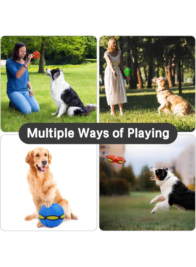 كرة طبق طائر كعبوة حيوانات أليفة، كرة يفو سحرية للكلاب لممارسة الرياضة الخارجية، أقراص طيران مسطحة للإلقاء لتخفيف الضغط للكلاب متوسطة وكبيرة الحجم، ألعاب تفاعلية متغيرة الأشكال، أزرق - Image 5