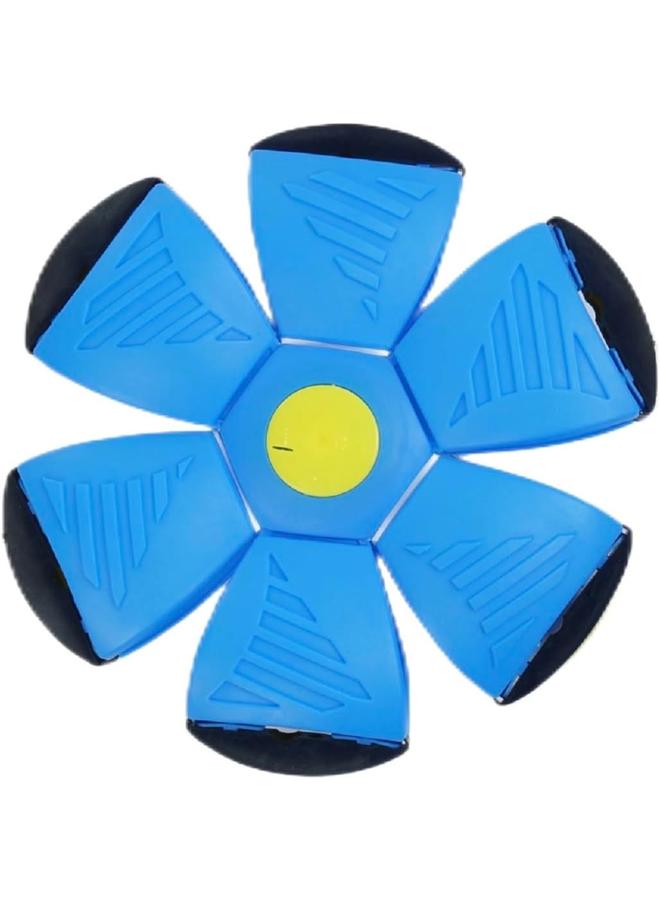 كرة طبق طائر كعبوة حيوانات أليفة، كرة يفو سحرية للكلاب لممارسة الرياضة الخارجية، أقراص طيران مسطحة للإلقاء لتخفيف الضغط للكلاب متوسطة وكبيرة الحجم، ألعاب تفاعلية متغيرة الأشكال، أزرق - Image 1