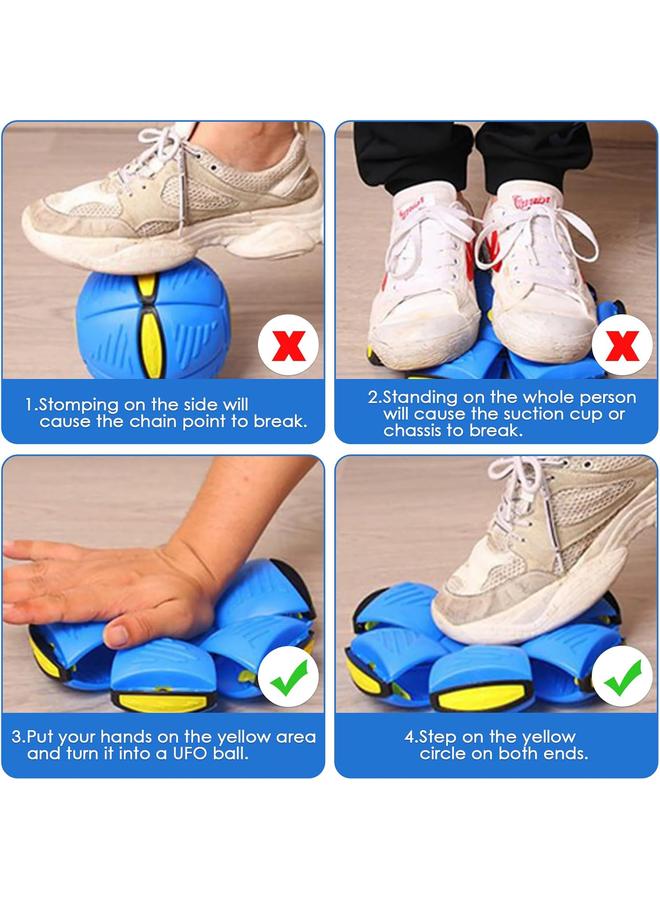 كرة طبق طائر كعبوة حيوانات أليفة، كرة يفو سحرية للكلاب لممارسة الرياضة الخارجية، أقراص طيران مسطحة للإلقاء لتخفيف الضغط للكلاب متوسطة وكبيرة الحجم، ألعاب تفاعلية متغيرة الأشكال، أزرق - Image 4