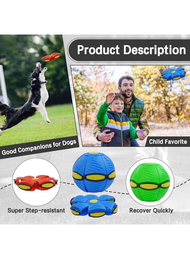 كرة طبق طائر كعبوة حيوانات أليفة، كرة يفو سحرية للكلاب لممارسة الرياضة الخارجية، أقراص طيران مسطحة للإلقاء لتخفيف الضغط للكلاب متوسطة وكبيرة الحجم، ألعاب تفاعلية متغيرة الأشكال، أزرق - Image 3