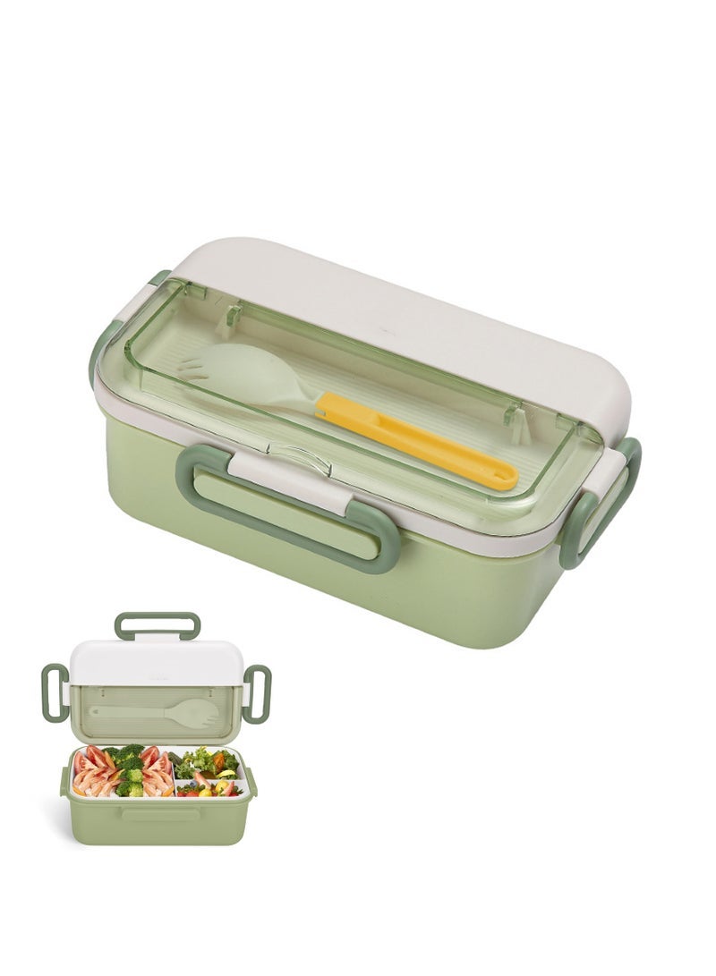 SYOSI Bento Lunch Box with Compartments - Leakproof, Microwave & Dishwasher Safe - Portable Lunchbox for Adults and Kids - Includes Cutlery - Ideal for Kids Women Men Green - Image 1