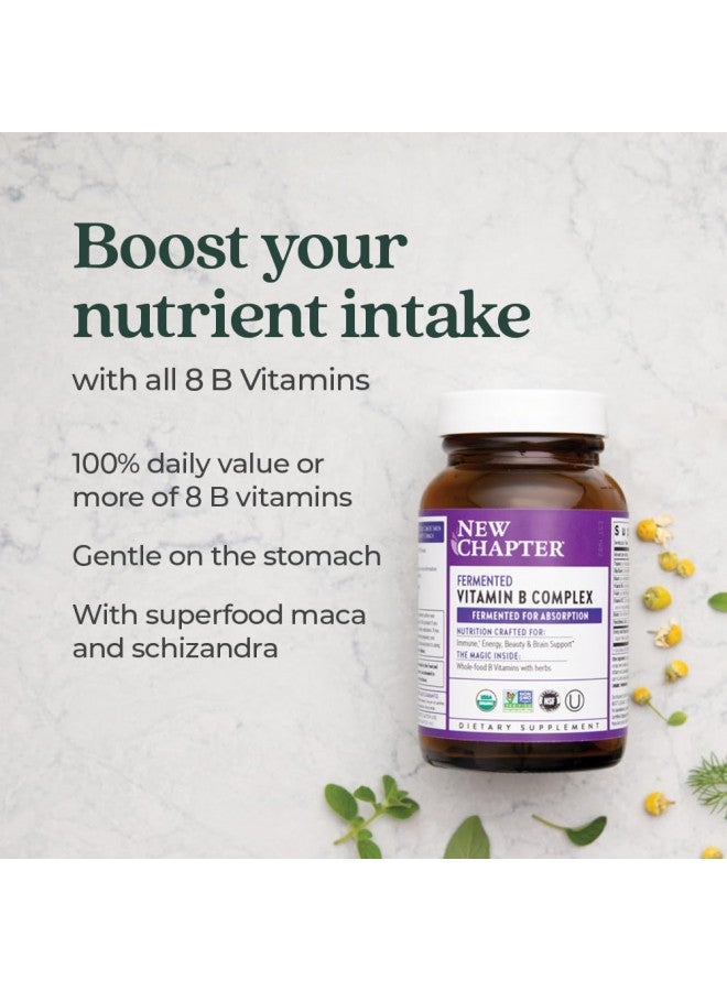 New Chapter Fermented Vitamin B Complex – Organic One Daily B Vitamins with Maca & Herbs – Supports Energy, Brain & Hair Health – 100% Vegan, Gluten-Free, Non-GMO – 60 Tablets – Whole-Food Formula - Image 4