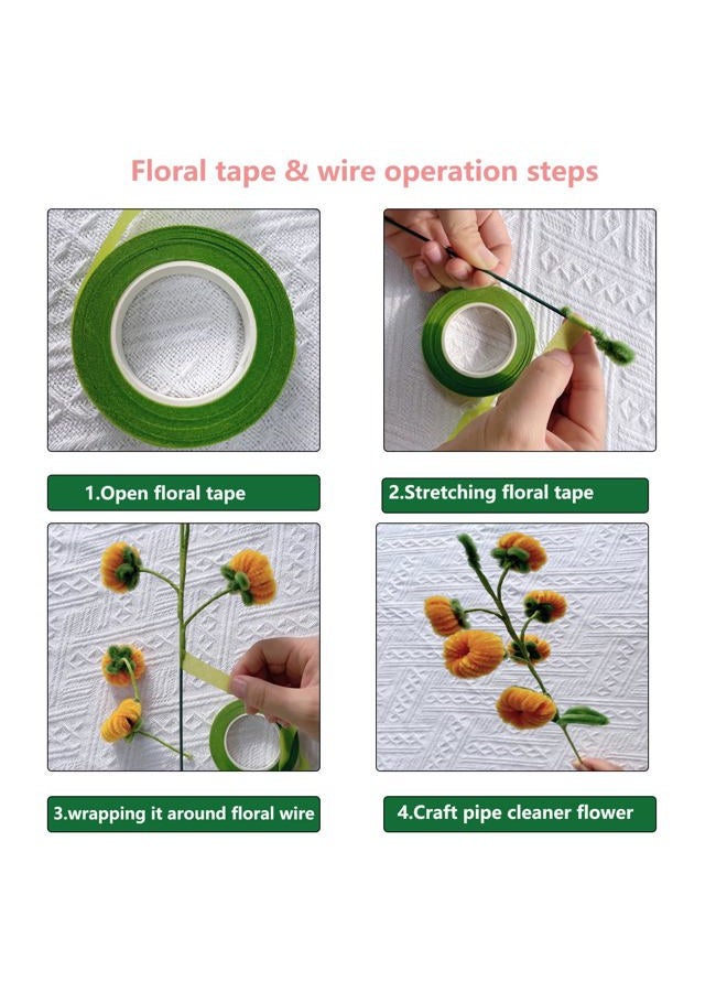 Swpohrat 50 pcs 2 Guage 11.8 Inch Floral Stem Wire and 4 Rolls 1/2 Inch Wide Green Floral Tape for Craft Pipe Cleaner Bouquet,Wedding Bouquet,Flower Pens,Arts and Crafts Making - Image 5