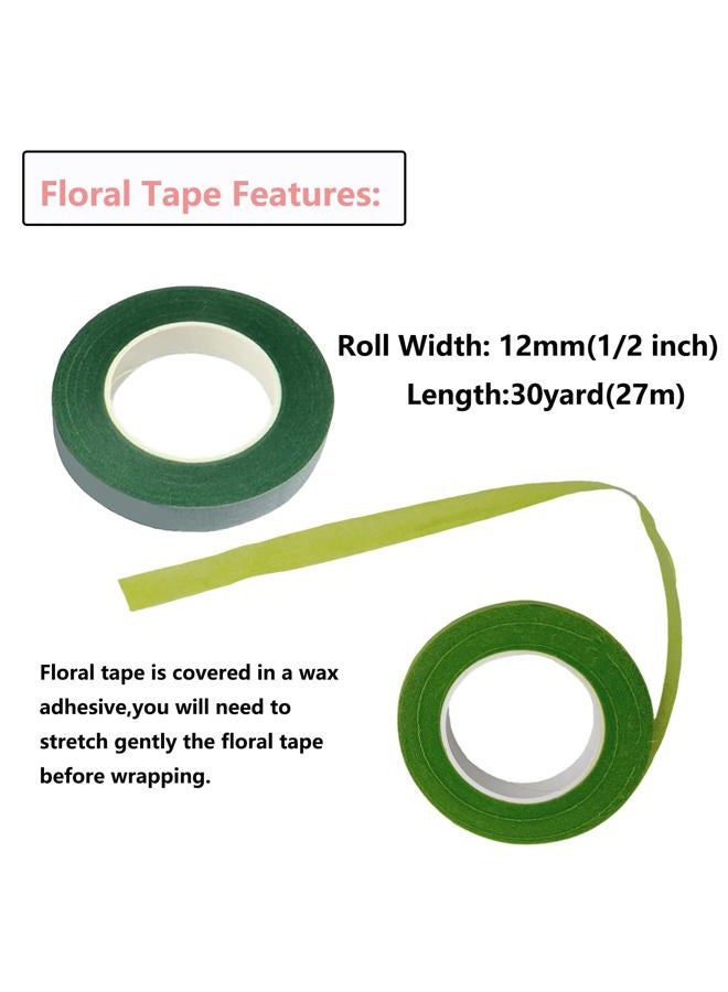 Swpohrat 50 pcs 2 Guage 11.8 Inch Floral Stem Wire and 4 Rolls 1/2 Inch Wide Green Floral Tape for Craft Pipe Cleaner Bouquet,Wedding Bouquet,Flower Pens,Arts and Crafts Making - Image 4