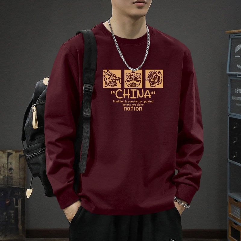 260G heavy cotton long-sleeved t-shirt men's spring and autumn 2025 new versatile loose casual top base shirt - Image 2