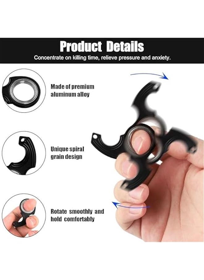 Arabest 2pcs Key Chain Spinner Toys 0.67 Inner Diameter with 2pcs Key Rings, Finger Fidget Keychain Key Ring Spinner Toy Gifts for Kids Adults Finger Exercising Anxiety Relief (Black, Silver)  - Image 3