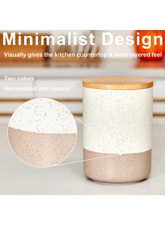 Yangbaga Canisters Sets for Kitchen Countertop-Set of 4 Ceramic Kitchen Canisters Food Storage Jar with Airtight Wood Lids & Spoons & Label,Large Flour and Sugar Containers for Serving Ground Coffee - Image 4