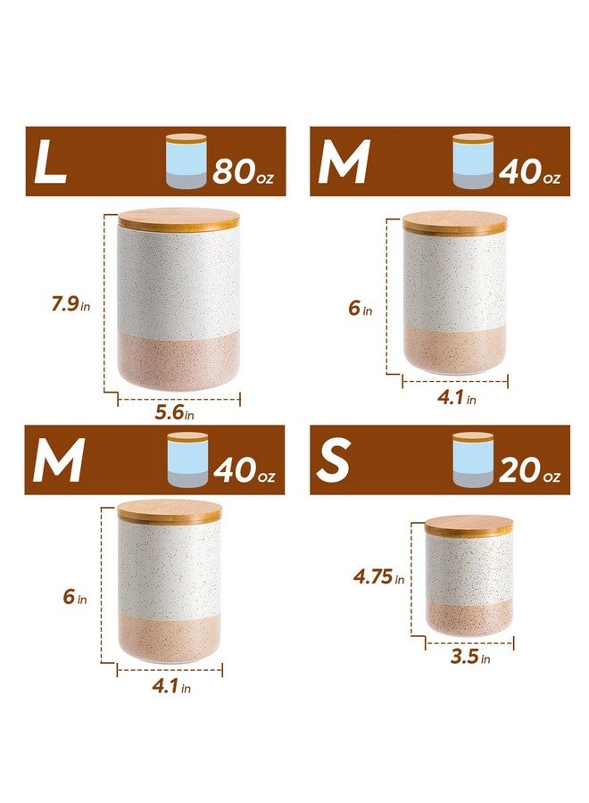 Yangbaga Canisters Sets for Kitchen Countertop-Set of 4 Ceramic Kitchen Canisters Food Storage Jar with Airtight Wood Lids & Spoons & Label,Large Flour and Sugar Containers for Serving Ground Coffee - Image 2