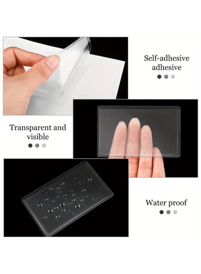 100 Pack Clear Self Adhesive Index Card Pockets Top Loading Plastic Holders - Image 5