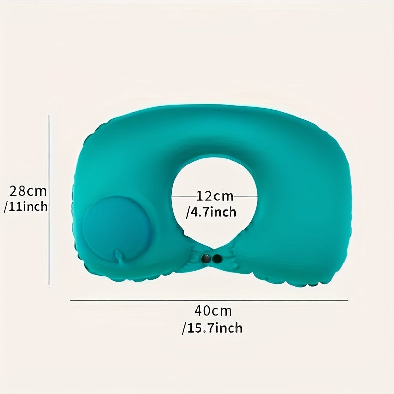 Black Inflatable Travel Neck Pillow U Shape Soft Velvet Lightweight Leak Resistant - Image 5