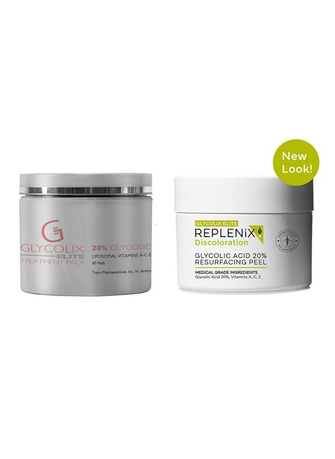 Glycolix - Replenix Glycolix Elite Glycolic Acid Resurfacing Peel Pads Medical Grade Brightening And Exfoliating Treatment Travel Friendly Pads 60 Ct. - Image 1