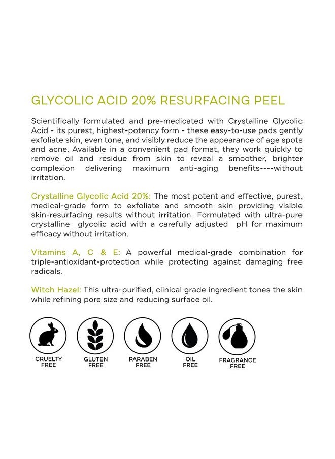 Glycolix - Replenix Glycolix Elite Glycolic Acid Resurfacing Peel Pads Medical Grade Brightening And Exfoliating Treatment Travel Friendly Pads 60 Ct. - Image 1