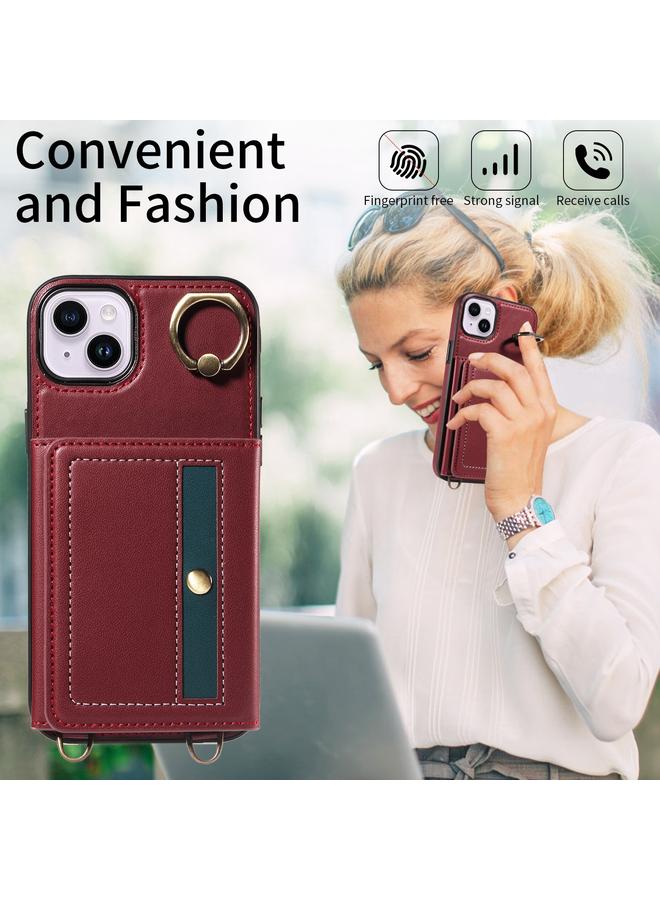 S-TOP Case For iPhone 14 Plus Crossbodys Card Bag Ring Holder Leather Phone Case - Image 3