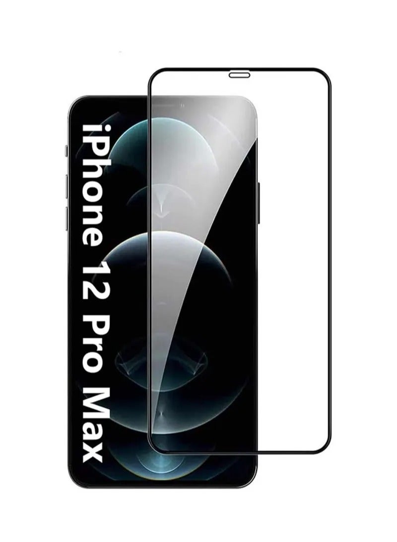 iPhone 12 Pro Max Screen Protector, Tempered Glass 5D 9H Screen Protector for iPhone 12 Pro Max Black/Clear  - Image 1