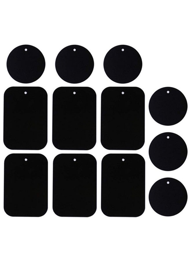 DSTELIN Smartphones Metal Plate 12 Pack For Phone Car Mount Holder Cradle With 3M Adhesive (Compatible With Magnetic Mounts) 6 Rectangle And 6 Round Black  - Image 1