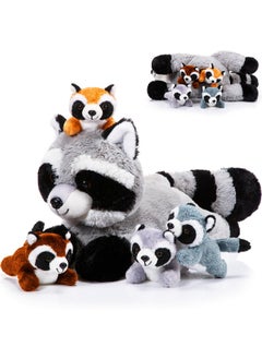 Harrycle Harrycle 5 Pcs Raccoon Stuffed Animal Set Adorable Mommy Raccoon Plush with 4 Cute Baby Coons in Tummy Soft Cuddly Raccoon Plushie for Birthday Woodland Party Decor(Lovely Style)  - Image 1