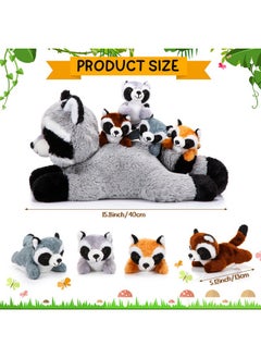 Harrycle Harrycle 5 Pcs Raccoon Stuffed Animal Set Adorable Mommy Raccoon Plush with 4 Cute Baby Coons in Tummy Soft Cuddly Raccoon Plushie for Birthday Woodland Party Decor(Lovely Style)  - Image 2