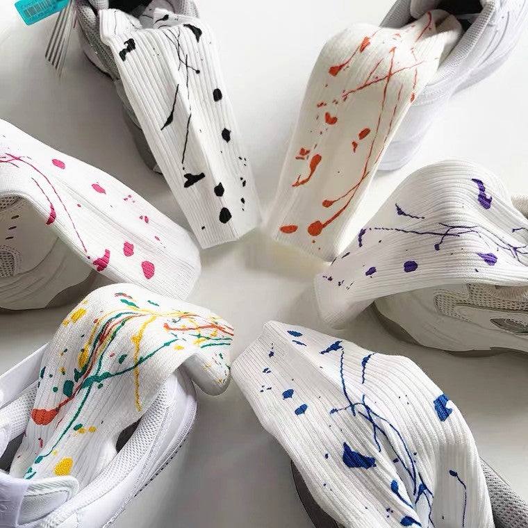 Trendy Brand Splash Ink Art Design Color Socks Double Needle Pile Sports Street Trendy Tie Dye Middle Tube Pure Cotton Socks For Men And Women - Image 2