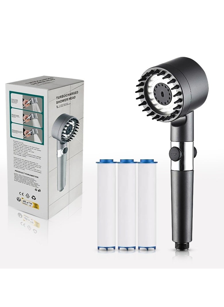 ABJ - Shower Head with Handheld, Shower Heads High Pressure, High Flow Even with Low Water Pressure Held Showerhead Set, Filtered Showerhead with extra two cotton Filters - Image 1