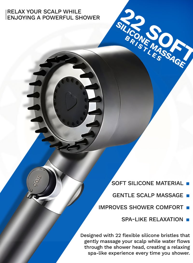 ABJ Shower Head with Handheld, Shower Heads High Pressure, High Flow Even with Low Water Pressure Held Showerhead Set, Filtered Showerhead with extra two cotton Filters - Image 3