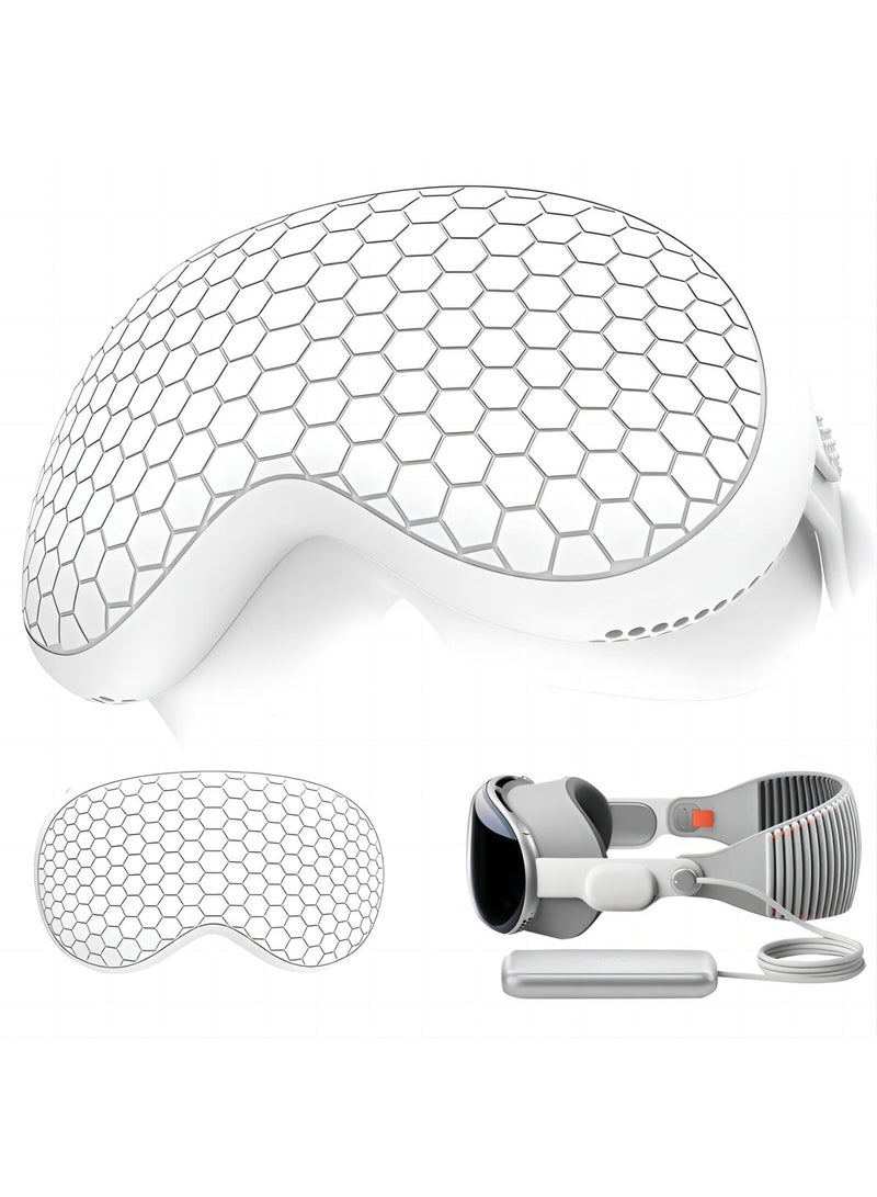 SYOSI متوافق مع حافظة وغطاء حماية Apple Vision Pro غطاء حماية كامل لسماعة الواقع الافتراضي Vision Pro 2024 الملحقات يوفر حماية فائقة ضد الخدوش أبيض - Image 1