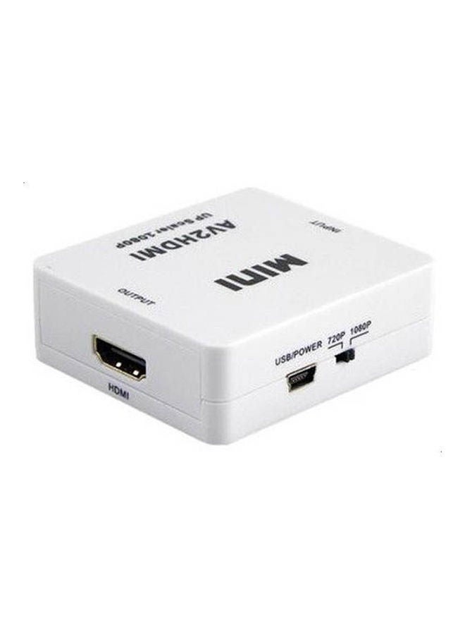 TIGER Mini AV to HDMI Converter Box – RCA CVBS L/R to HDMI Signal Adapter – Supports 1080P Full HD Upscaling – Connect VCR, VHS, DVD, Game Console to HDTV or Monitor – USB Powered Plug & Play AV2HDMI Converter for Legacy Devices – Compact White Design - Image 1