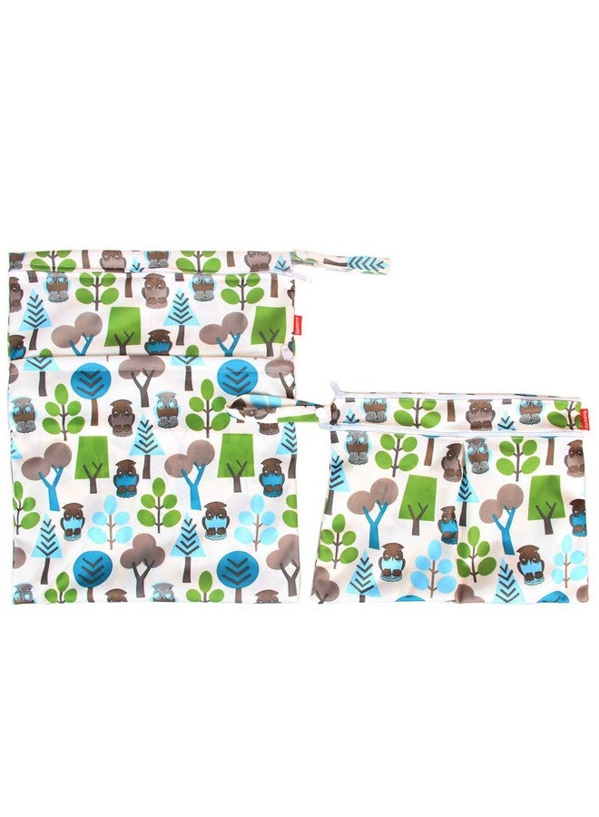 داميرو حقيبة سفر داميرو، قطعتان، للأغراض الرطبة والجافة، منظم حقائب مبللة قابلة لإعادة الاستخدام مع جيبين بسحاب للحفاضات القماشية، وأجزاء الضخ، وملابس السباحة، وصالة الألعاب الرياضية، لون الغابة الخضراء - Image 3