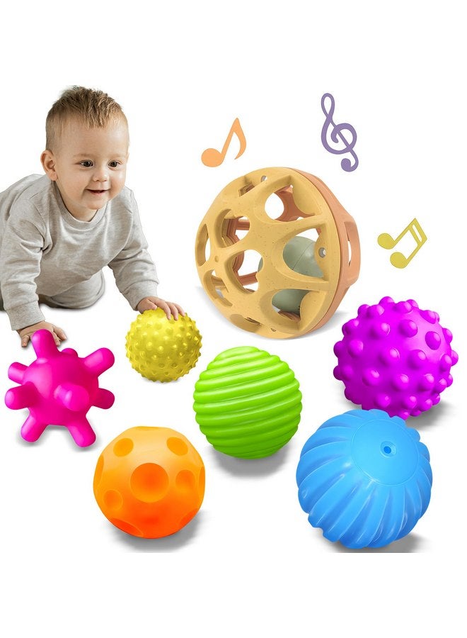 ROHSCE Montessori Toys Sensory Balls for Baby, Colorful Textured Sensory Toys for Babies 1-3, Hand Catching Baby Balls, Wheat Straw Baby Rattle Baby Toys Newborn Gifts for 6-12 Months - Image 1