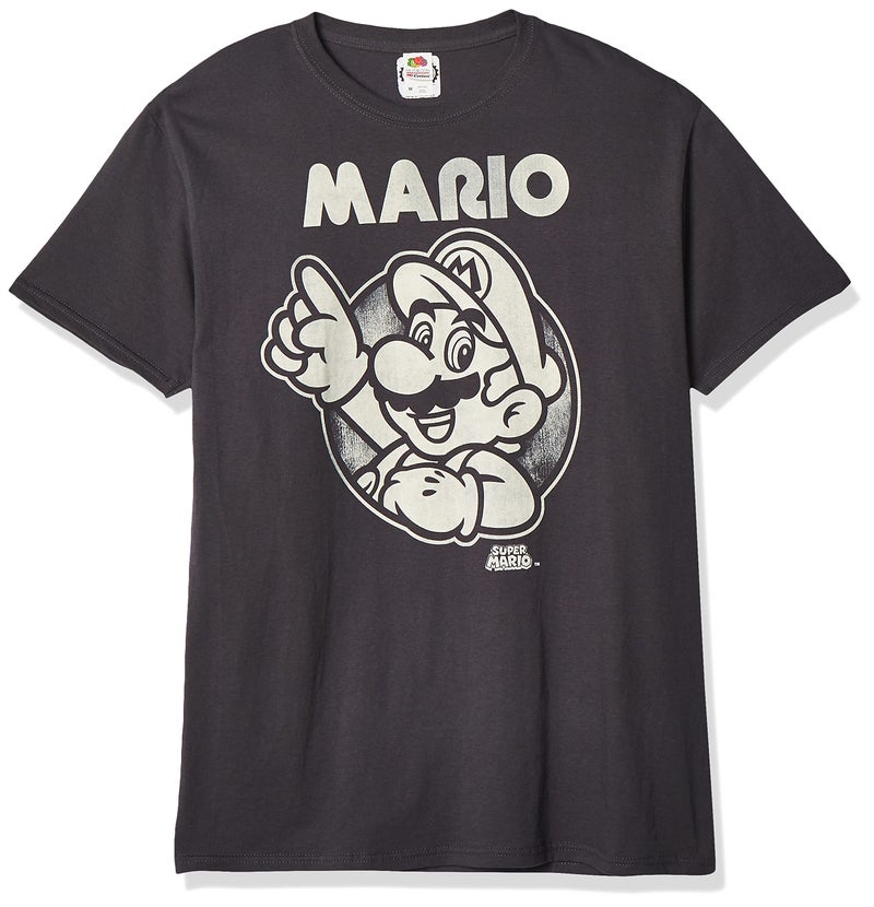 Nintendo Men's So Mario T-Shirt, X-Large, Charcoal - Image 1