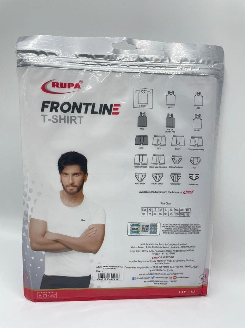 RUPA Men's Frontline Undershirt T-Shirt - Classic Fit, Short Sleeve, White - Image 5