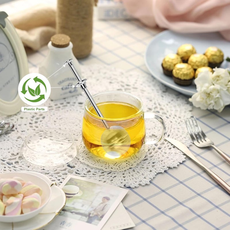 Numola Long Handle Tea Ball Stainless Steel, 2Pcs Premium Tea Infuser Filter for Loose Leaf Tea, Reusable Fine Mesh Tea Interval Diffuser Strainer for Cup and Teapot - Image 5