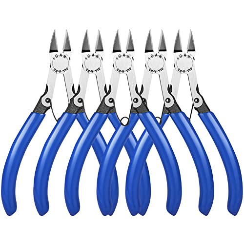IGAN-330 Wire Flush Cutters (Pack of 5), Precision Electronic Model Sprue Wire Clippers Cutter, Blue - Image 1