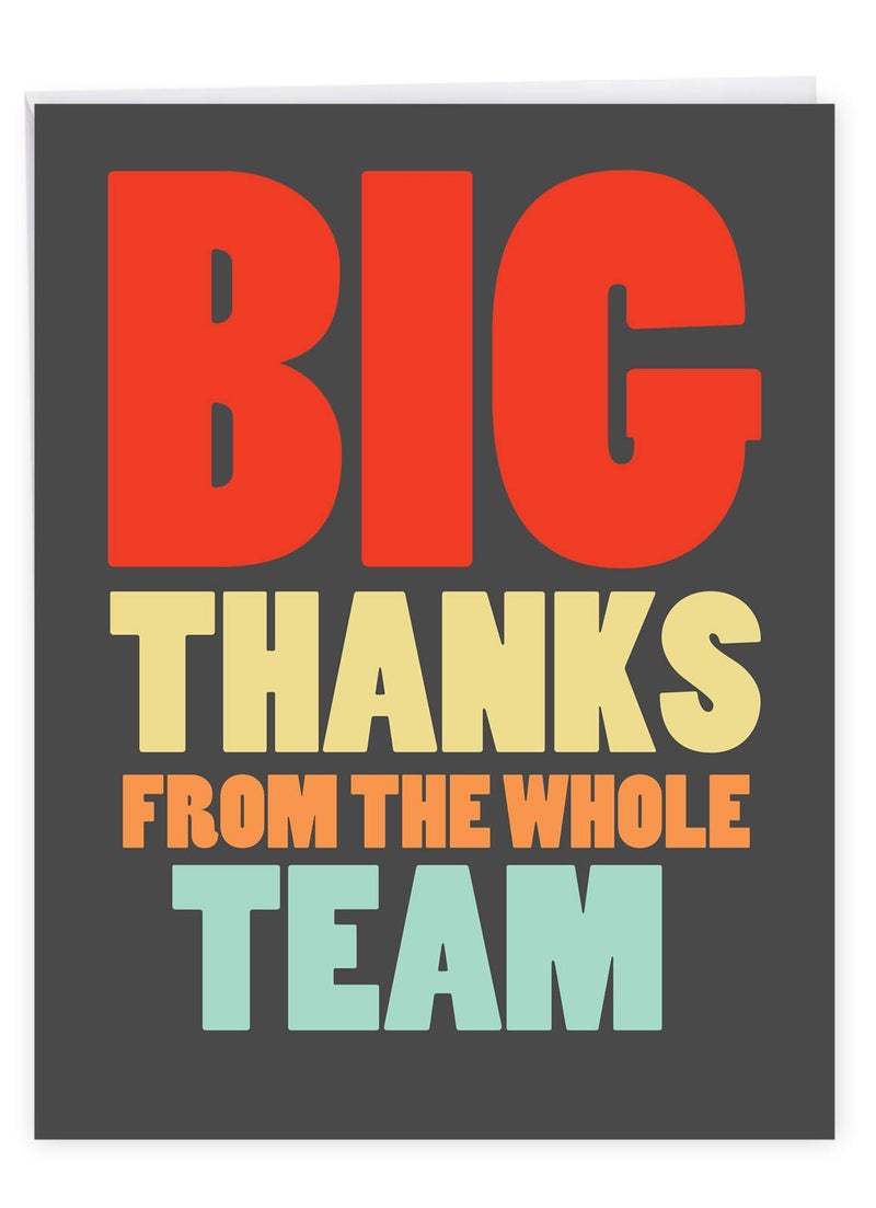 NobleWorks - Coach Thank You Greeting Card with Envelope Group, Coworker, Gang (Big 8.5 x 11 Inch) Big Thanks From The Team J6884TYG-US - Image 1