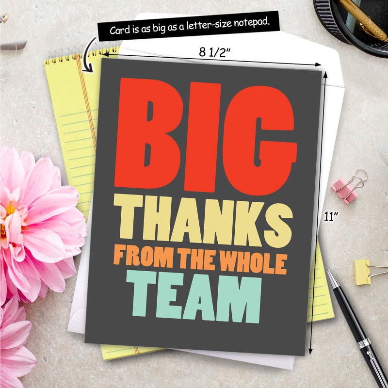 NobleWorks - Coach Thank You Greeting Card with Envelope Group, Coworker, Gang (Big 8.5 x 11 Inch) Big Thanks From The Team J6884TYG-US - Image 3