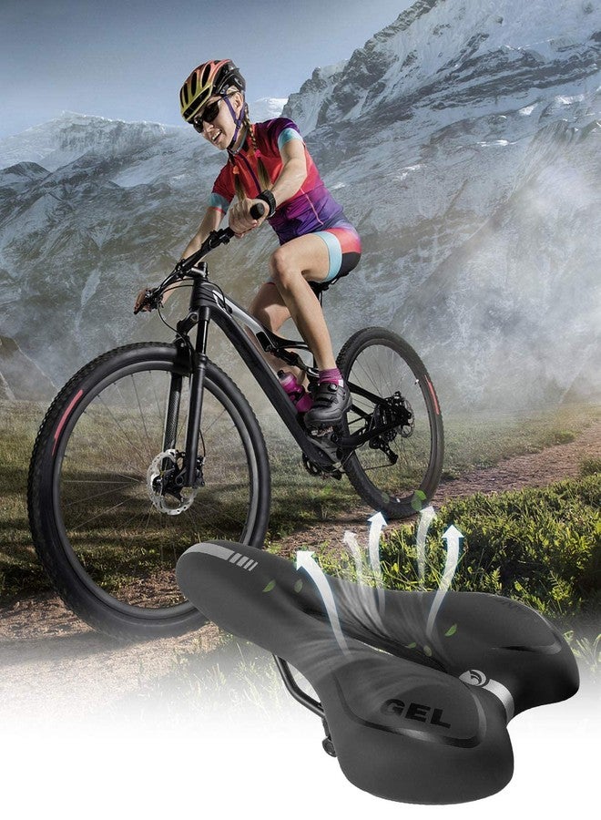 FCCRACING Comfortable MTB Gel Seat Mountain Bike Saddle MTB Saddle Mountain Bike Seat Trek Bikes Seat Breathable & Soft & Waterproof Peloton Bike Cushion for Men and Women, Black - Image 4