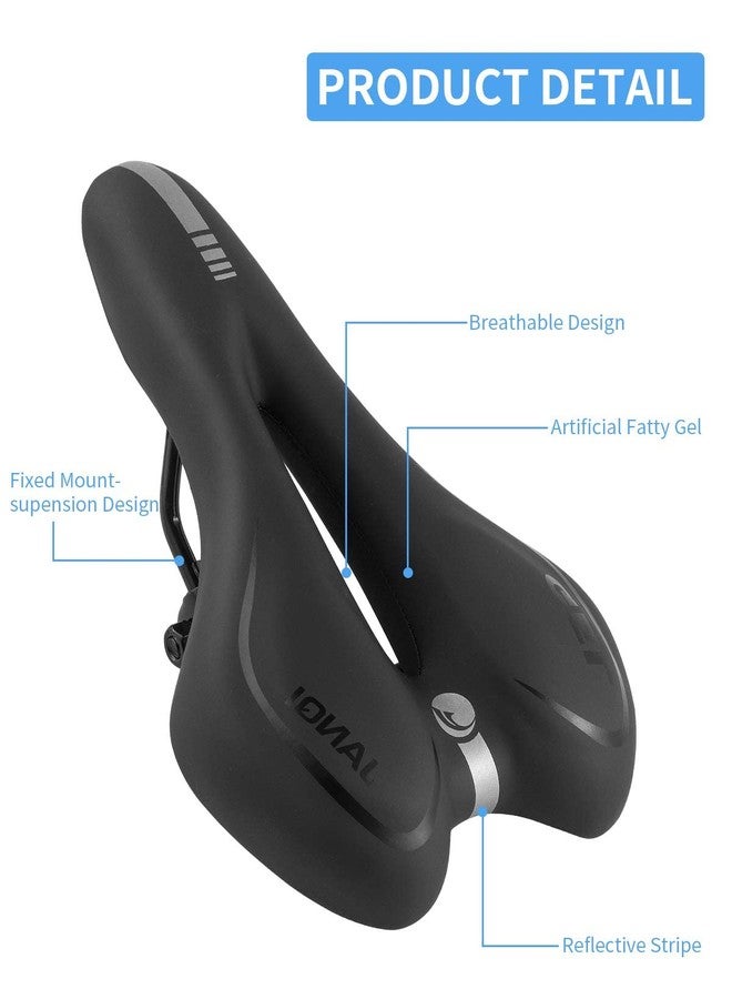 FCCRACING Comfortable MTB Gel Seat Mountain Bike Saddle MTB Saddle Mountain Bike Seat Trek Bikes Seat Breathable & Soft & Waterproof Peloton Bike Cushion for Men and Women, Black - Image 3