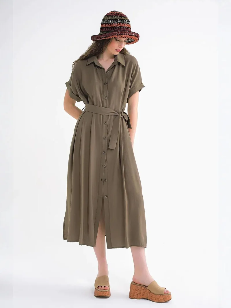 ميكسراي Mixray Belted Shirt Dress