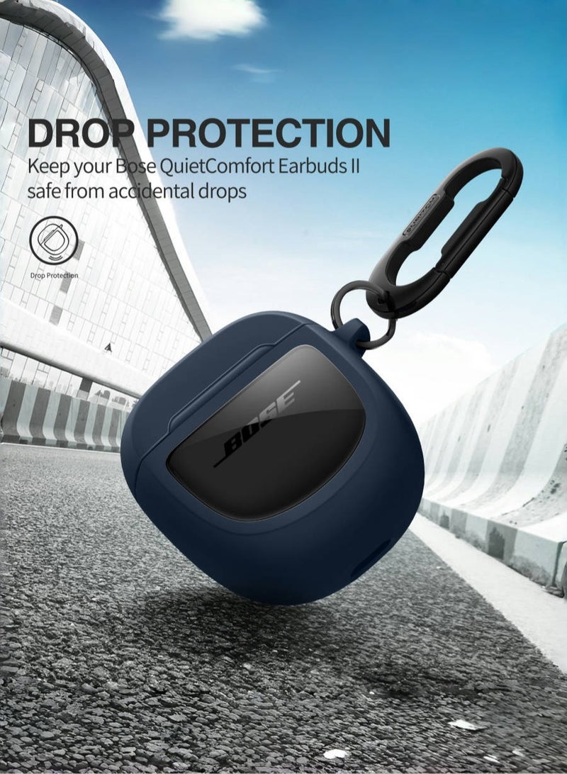 for Bose QuietComfort Ultra 2023 Case & Bose QuietComfort Earbuds II 2022 Case, with Carabiner, Blue  - Image 3